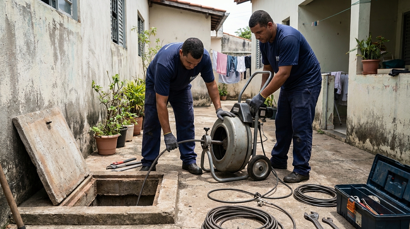 Desentupimento de Coluna Sanitária na Braúnas, Belo Horizonte‑MG